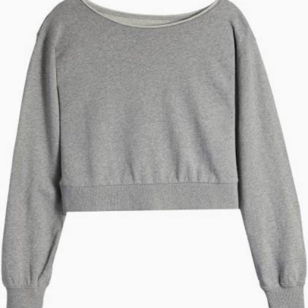 Katie J NYC Tristan Off the Shoulder‎ Heather Grey Sweatshirt Tween Small (8-10)